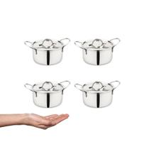 Panelinha Mini Caçarola Inox 10cm Couvert Entrada Buffet 4un Panelinha Mini Caçarola Inox 10cm Couvert Entrada Buffet 4un