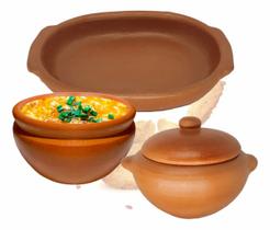 Panelinhas De Barro Cumbuca Para Caldo Sopa Travessa Kit 3pc