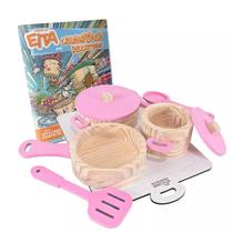 Panelinhas Educativas em Madeira Pinus Rosa Kit Livro Educativo Panelinhas Educativas em Madeira Pinus Rosa Kit Livro Educativo