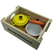 Panelinhas Laranja, Amarelo de Porcelana com engradado para presente