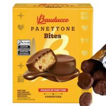 Panettone Bites Bauducco 107g Pedaços de Panettone coberto de Chocolate Natal Panettone Bites Bauducco 107g Pedaços de Panettone coberto de Chocolate Natal