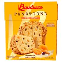 Panettone com Frutas e Damasco Cobertura Açucarada e Amêndoas Bauducco 500g Panettone com Frutas e Damasco Cobertura Açucarada e Amêndoas Bauducco 500g