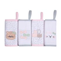 Paninho de Boca 38cm x 36cm Soft e Malha 4 Unidades - Oncinha e Gatinha - Papi