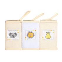 Paninho De Boca Atoalhado Bordado Com Prendedor De Chupeta 30x30cm 03 Unidades Baby Papi Karinho Cor:Amiguinhos