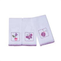 Paninho de boca bebe papi bordado joaninha kit c/3