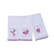 Paninho de boca bebe papi bordado joaninha kit c/3 Paninho de boca bebe papi bordado joaninha kit c/3