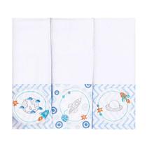 Paninho De Boca Com Faixa Bordado 40cm X 40cm Com 3 Peças Baby Papi Karinho Cor:Planetas