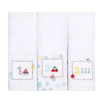 Paninho De Boca Com Faixa Bordado 40cm X 40cm Com 3 Peças - Papi Karinho