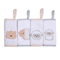 Paninho de boca Soft Friends c/ prendedor de chupeta 38CM X 36CM 04un - PAPI Estampa:Urso/Ovelha Paninho de boca Soft Friends c/ prendedor de chupeta 38CM X 36CM 04un - PAPI Estampa:Urso/Ovelha