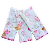 Paninho de Boca Toalha Pano Babete Babita Lenço Fraldinha Fralda Enxoval Maternidade Higiene Menino Menina Macio Chá Algodão Kit 3 unidades Presente