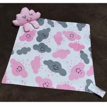 Paninho Naninha de Boca Fraldinha com Bichinho e Porta Chupeta Bebê Pelúcia 100% Algodão - Mãe e Filho Enxovais