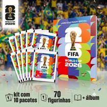 Panini Kit Album Copa do Mundo FIFA 2026 Brochura + 70 Figurinhas 10 Envelopes Oficial Lacrado Panini Kit Album Copa do Mundo FIFA 2026 Brochura + 70 Figurinhas 10 Envelopes Oficial Lacrado
