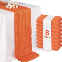 Pano de algodão laranja Table Runner Fixwal 35x120cm, gaze, pacote com 8 Pano de algodão laranja Table Runner Fixwal 35x120cm, gaze, pacote com 8