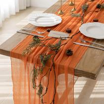Pano de algodão rústico Table Runner Keketoarrange Orange Gauze 3m Pano de algodão rústico Table Runner Keketoarrange Orange Gauze 3m