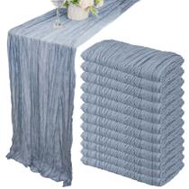 Pano de algodão Table Runner Fivenl, azul empoeirado de 10 pés (pacote com 12)
