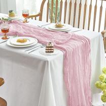 Pano de algodão Table Runner IVAPUPU, gaze boho rosa de 10 pés x6 Pano de algodão Table Runner IVAPUPU, gaze boho rosa de 10 pés x6