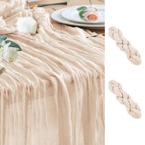 Pano de algodão Table Runner Wokceer, 10 pés, gaze boho bege x2