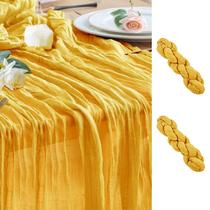 Pano de algodão Table Runner Wokceer, 10 pés, gaze boho dourada, pacote com 2