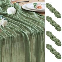 Pano de algodão Table Runner Wokceer, 10 pés, verde sálvia, pacote com 4