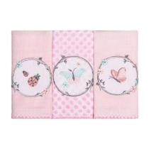 Pano De Boca Babete Bordado 40x40cm Bebê 100% Algodão Karinho - C/3 Unidades