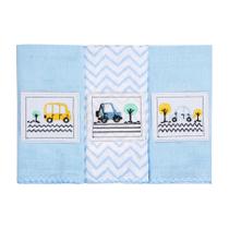 Pano De Boca Babete Bordado 40x40cm Bebê 100% Algodão Karinho - C/3 Unidades