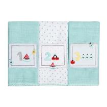 Pano De Boca Babete Bordado 40x40cm Com 3 Unidades Karinho Papi