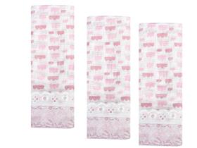 Pano de Boca Babete Enxoval Bebê 30x30 C/3 Menina Algodão