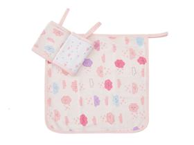 Pano De Boca Bebê Babete Malha Dupla C/ Prendedor Chupeta 3U 100% Algodão Enxoval Menina Recém Nascido Maternidade