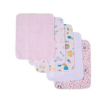 Pano de Boca Bebê Felpuda 100% Algodão Menina Menino C/ 5 unidades lisas e estampas sortidas - Karinho