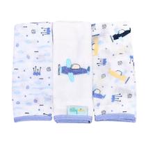 Pano de Boca Bebê Kit c/3 unidades Fralda Algodão Baby Nice Cor: Azul Avião