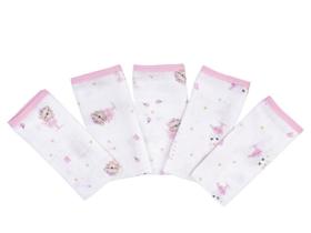 Pano de Boca Bebe Menina Rosa C/5 Enxoval Recém Nascido
