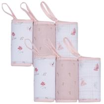 Pano de Boca Bebe Soft Fralda Kit 6 Un 100 Algodão Cogumelo Enxoval Menina Papi