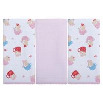 Pano De Boca Bublim C/3 Estampado Rosa/Ursa 580260F7 Pano De Boca Bublim C/3 Estampado Rosa/Ursa 580260F7