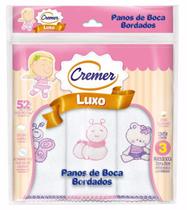 Pano De Boca Cremer Menina Luxo Bordado C/3 Und