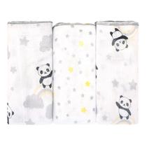 Pano De Boca Estampado Com Acabamento Festonê 34x40cm Baby Bublim Incomfral Nome Do Desenho:Panda Cinza Pano De Boca Estampado Com Acabamento Festonê 34x40cm Baby Bublim Incomfral Nome Do Desenho:Panda Cinza