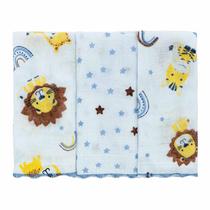 Pano De Boca Estampado Com Acabamento Festonê 34x40cm - Bublim Incomfral Baby Cor:Leão Azul Pano De Boca Estampado Com Acabamento Festonê 34x40cm - Bublim Incomfral Baby Cor:Leão Azul