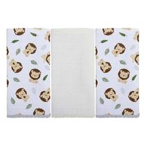Pano De Boca Estampado Liso 34x40cm Kit Com 3 Unidades Baby Incomfral Bublim Cor:Leão Pano De Boca Estampado Liso 34x40cm Kit Com 3 Unidades Baby Incomfral Bublim Cor:Leão
