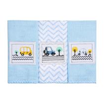 Pano De Boca Karinho Bordado C/3 Masculino Azul/Bibi 1223/1775 Pano De Boca Karinho Bordado C/3 Masculino Azul/Bibi 1223/1775