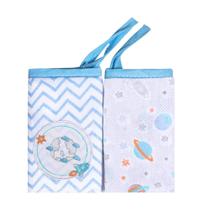 Pano De Boca Karinho Bordados C/2 Masculino Azul/Planetas 3827/1774