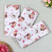 Pano de Boca Kit Com 3 Peças para Bebê Turma da Monica Rosa