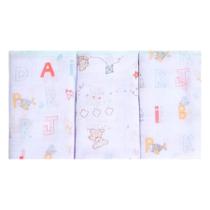 Pano de Boca Menina Menino 32cmx32cm 100% Algodão C/3 unidades - Papizinha Estampada
