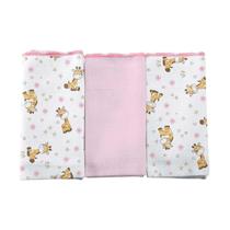 Pano de Boca para Bebê Bercinho Girafa Rosa com 3un