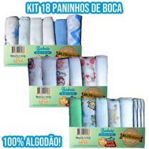 Pano de Boca Para Bebê Kit 18 Unidades Fralda 32cmx32cm 100% Algodão