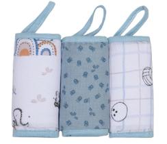 Pano de Boca Soft Premium Menina Menino C/ Prendedor de Chupeta C/ 3 Unidades - Papi Baby