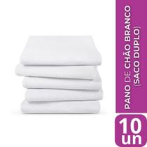 Pano de Chão Alvejado Branco Kit 5 e 10 45x70cm Saco Duplo, Direto da Fábrica, Pano para Faxina da Casa e Limpeza do Carro, Excelente Qualidade