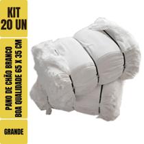 Pano De Chão Branco Alvejado 65 X 35 Cm - Neves - Grande - Tipo Saco Duplo - Kit C/ 20 Unidades