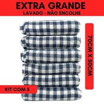 Pano De Chão Lavado Xadrez Saco Limpeza - Kit C/5 - 70x50cm