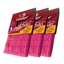 Pano de Chão Microfibra Grande 70x50cm Rosa Kit C/ 3 Panos