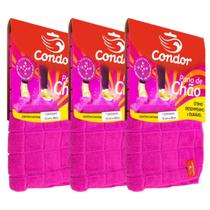 Pano De Chão Microfibra Grande Condor 70x50cm Rosa C/ 3 Panos