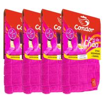 Pano De Chão Microfibra Grande Condor 70x50cm Rosa C/ 4 Panos
